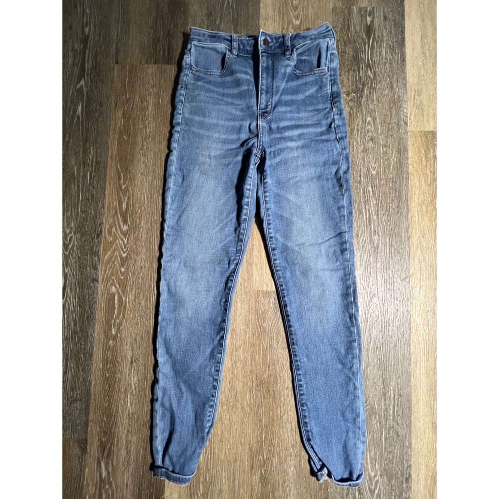 American Eagle Skinny Jeans Women Size 4 Blue Excellent High Rise Stretch Denim